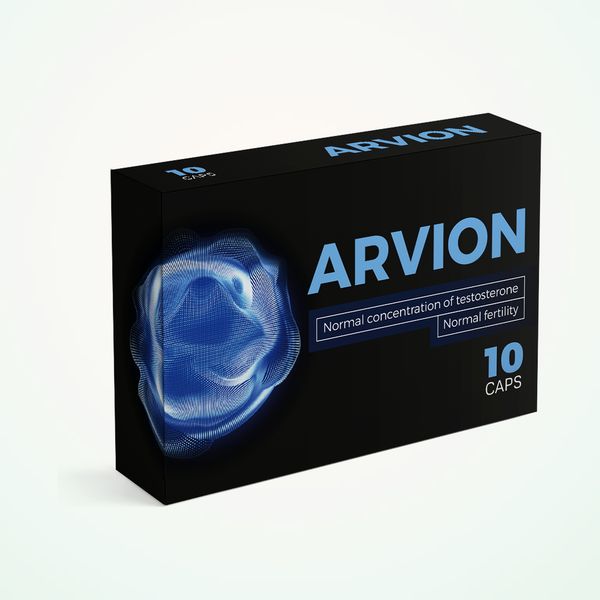 Fekete Arvion+ doboz, 10 kapszula, tesztoszteron és termékenység felirattal