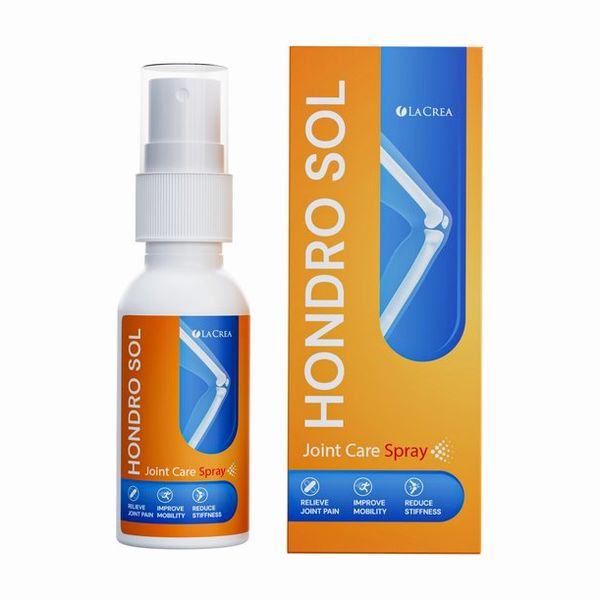 Fehér Hondro Sol szórófejes flakon narancssárga dobozzal, La Crea spray felirat