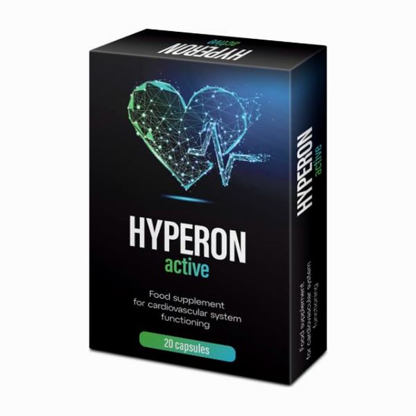Fekete Hyperon Active doboz, szív- és érrendszer felirat, 20 kapszula