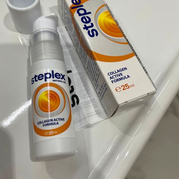 Steplex natural gel 25 ml-es airless pumpás flakon dobozzal, Collagen Active Formula felirat